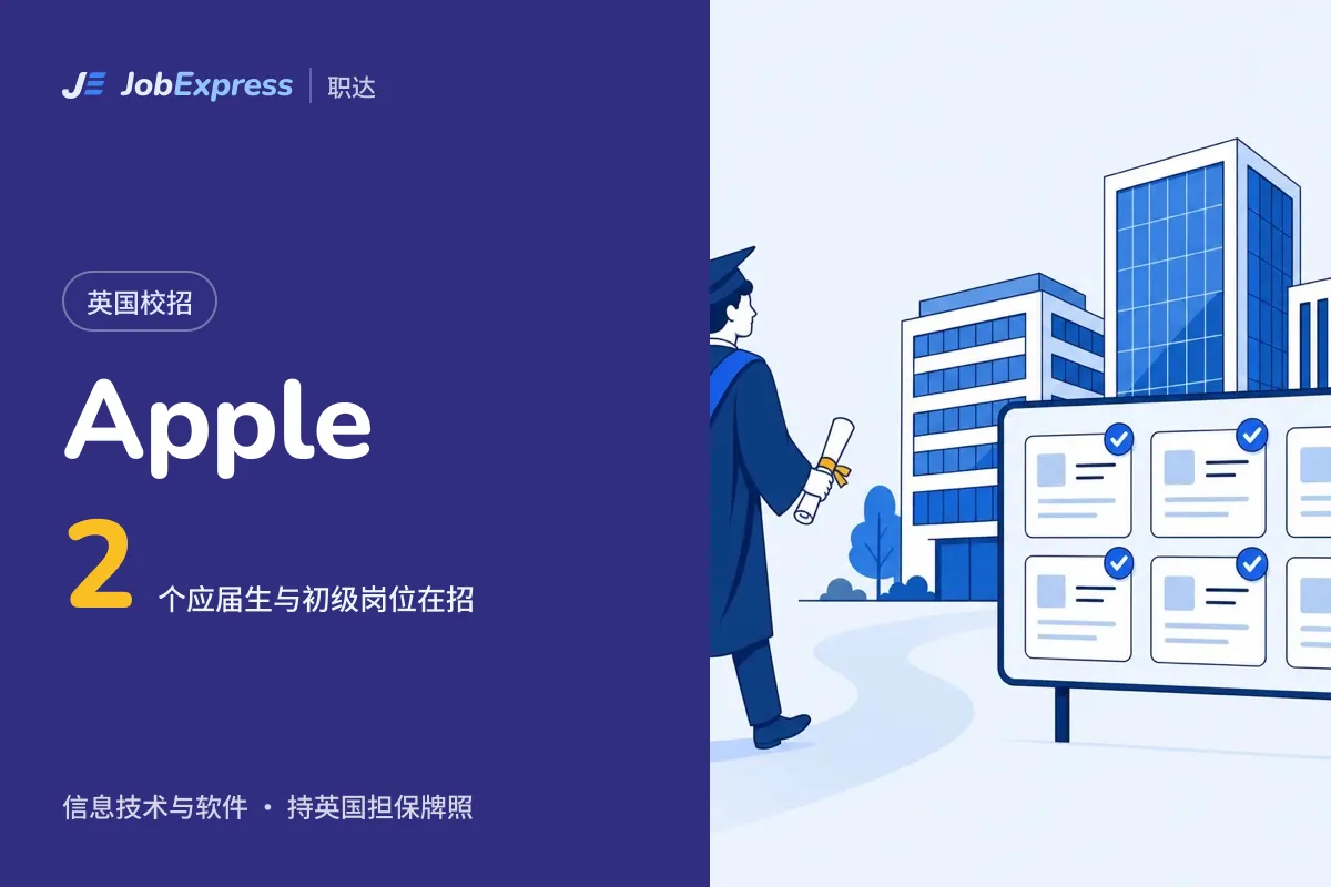 Apple 英国校招和应届生岗位:2 个在招,担保牌照情况(2026年10月)