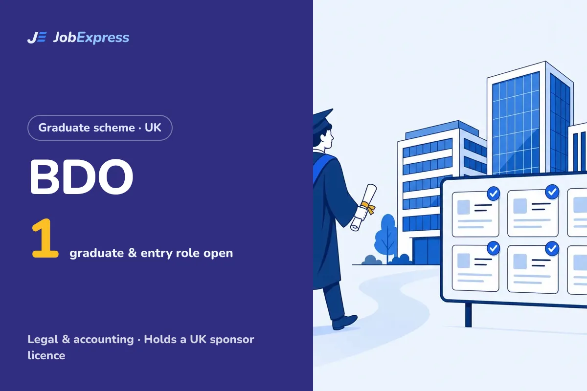 BDO Graduate Scheme and Graduate Jobs UK: 1 Open (Oct 2026)