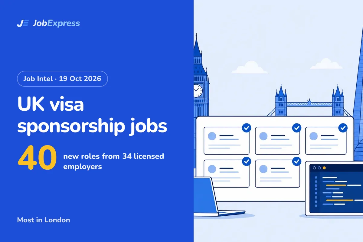 UK Visa Sponsorship Jobs: 40 New Roles, 19 Oct 2026